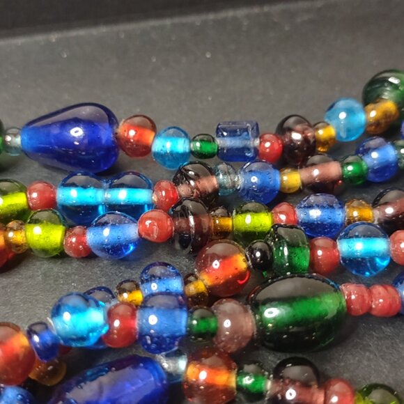 Very Long 57 Inch Colorful Glass Bead Lariat Necklace - Picture 6 of 12